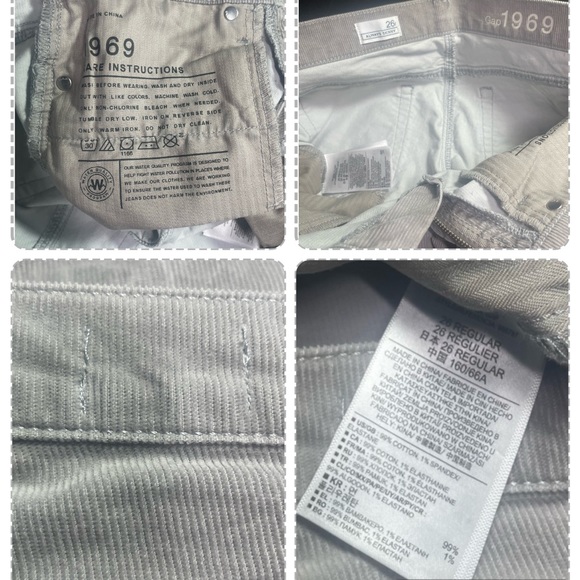 GAP 1969 ALWAYS SKINNY GRAY CORDS 26R - Picture 14 of 16